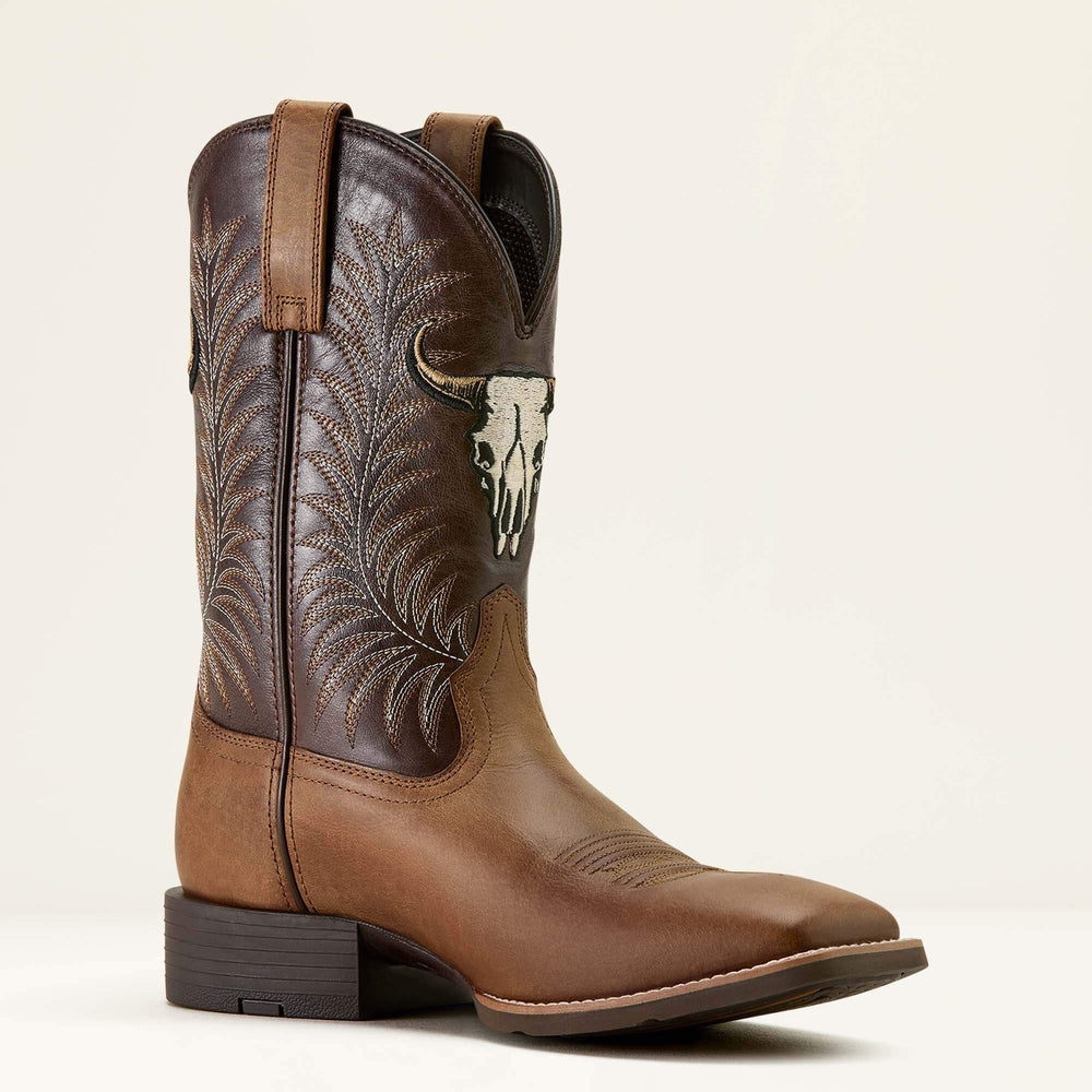Sport Steer Skull Wide Square Toe Cowboy Boot-Ariat