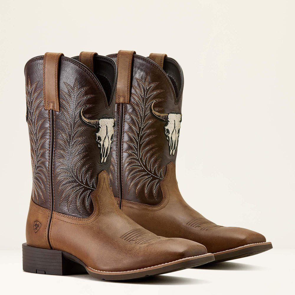 Sport Steer Skull Wide Square Toe Cowboy Boot-Ariat