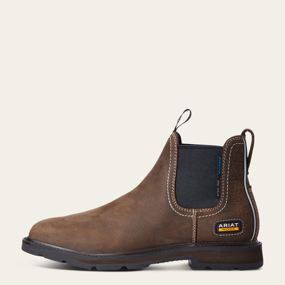 Groundbreaker Chelsea Wide Square Toe Waterproof Steel Toe Work Boot-Ariat