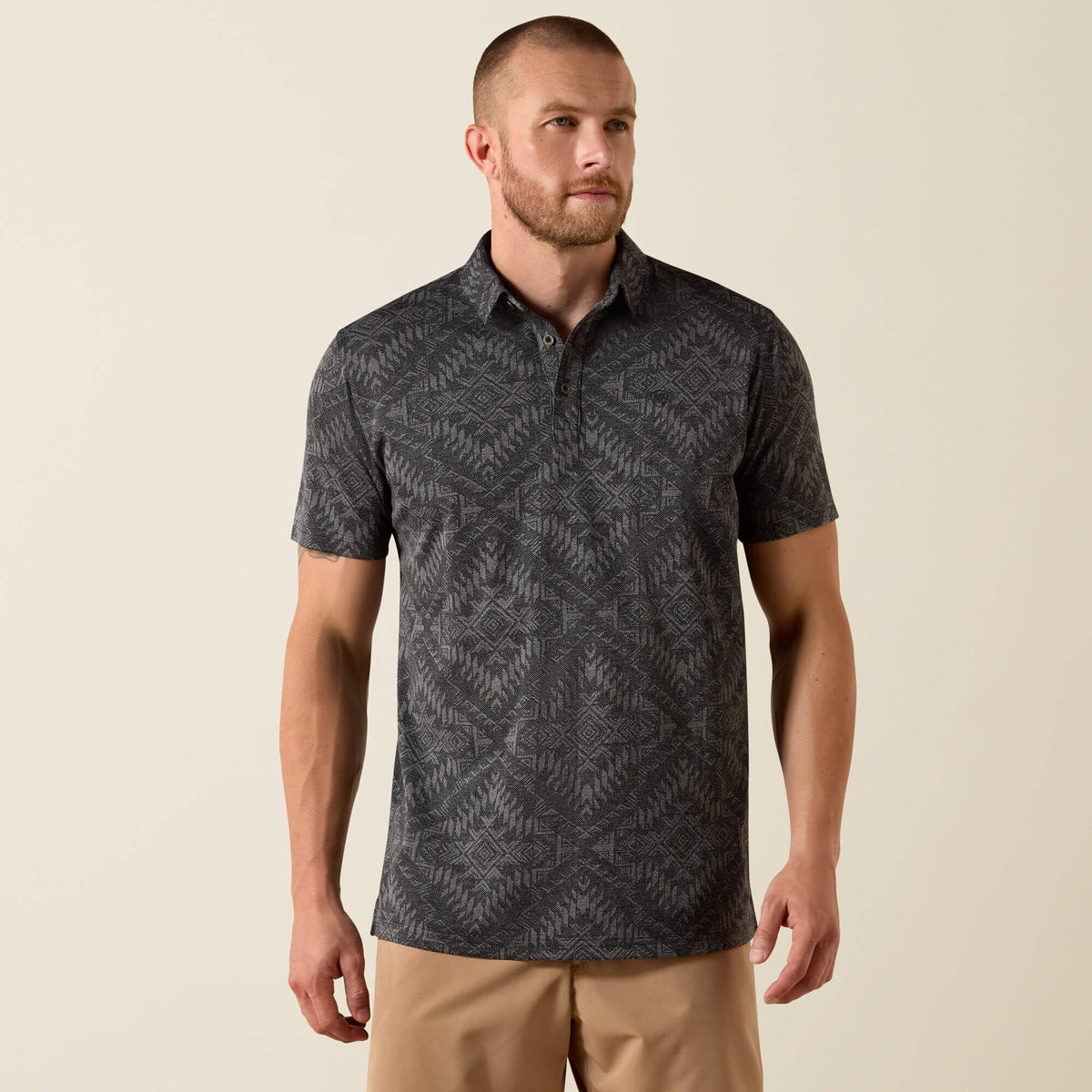 Jacquard Printed Fitted Polo-Ariat