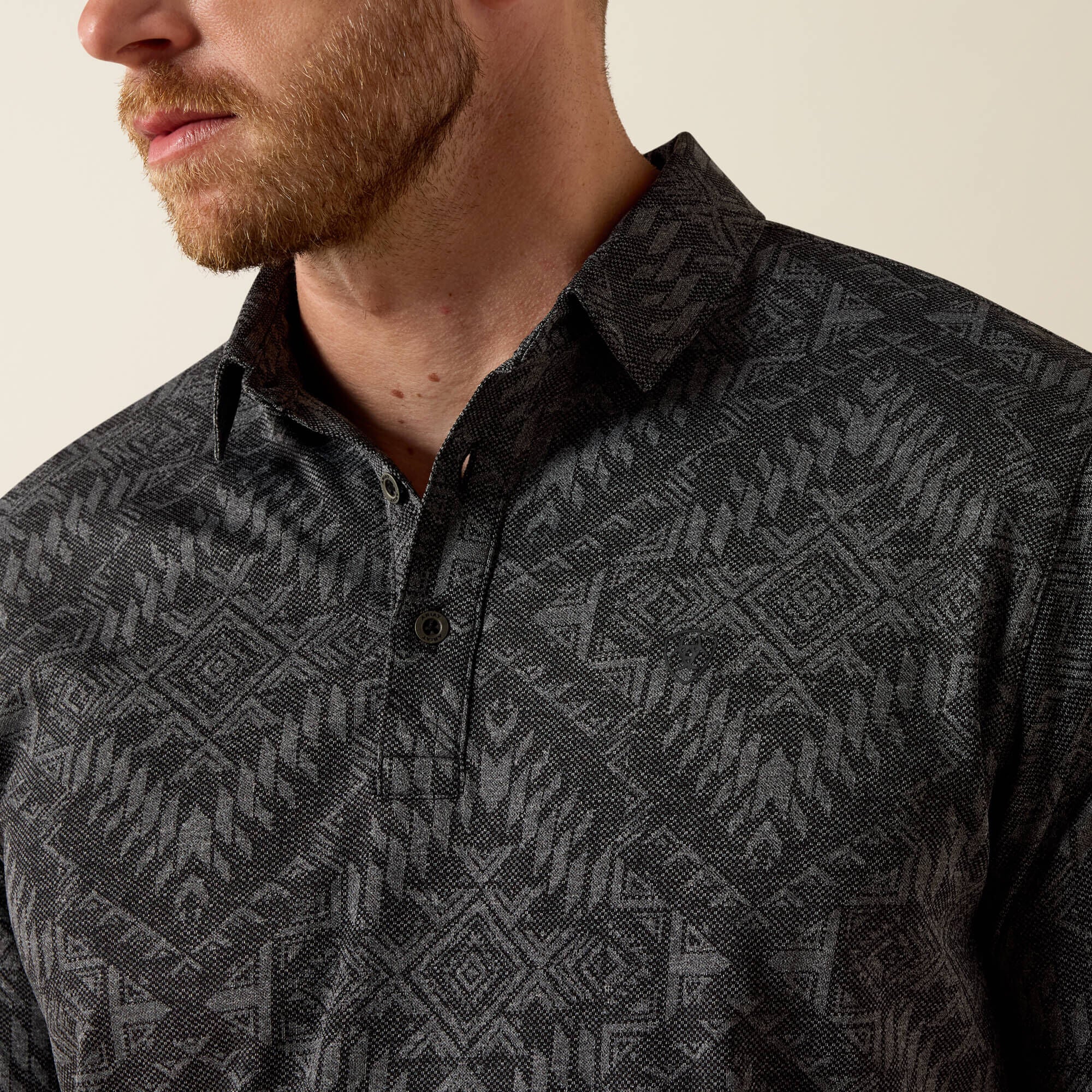 Jacquard Printed Fitted Polo-Ariat