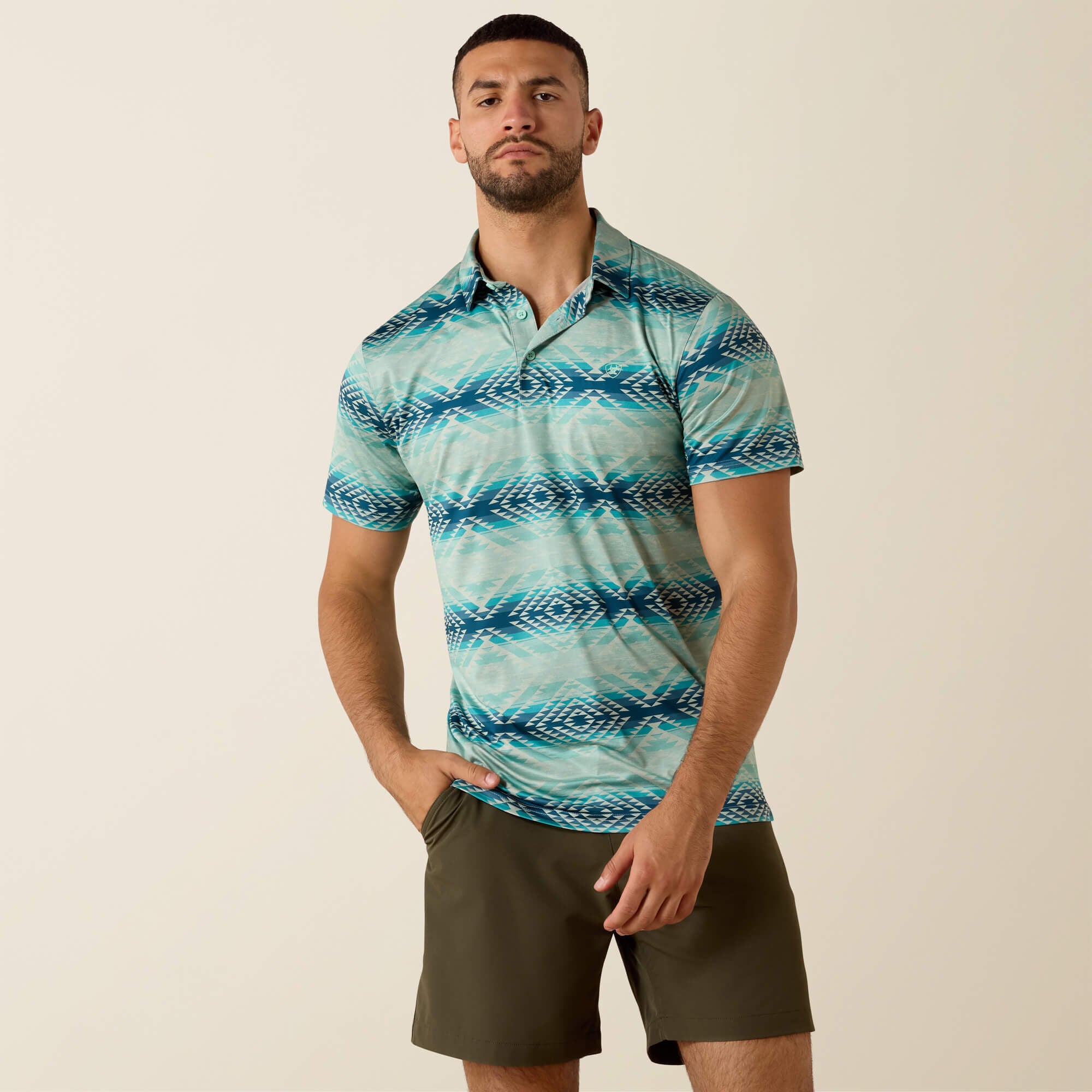 All Over Print Heathered Classic Fit Polo-Ariat