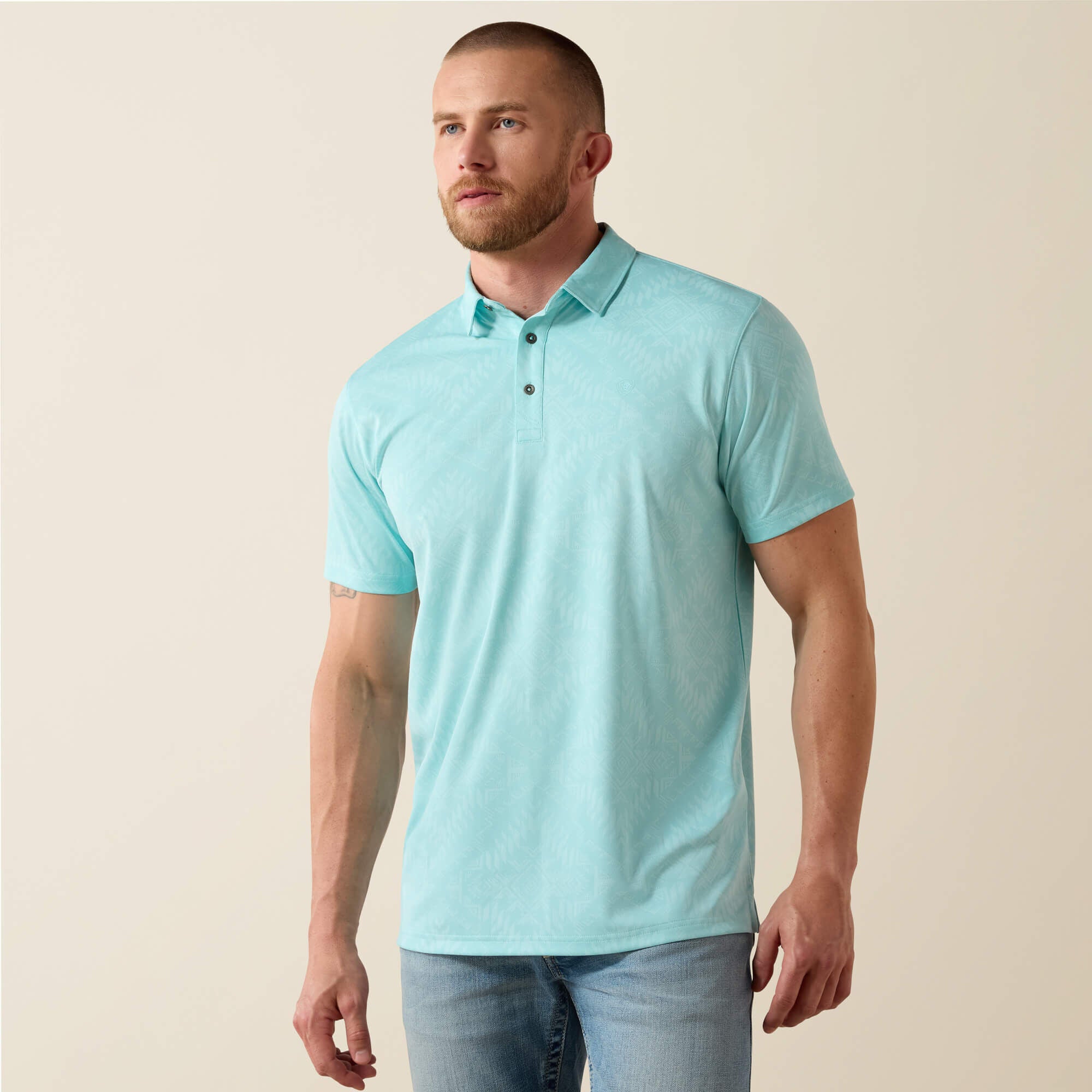 Jacquard Printed Fitted Polo-Ariat