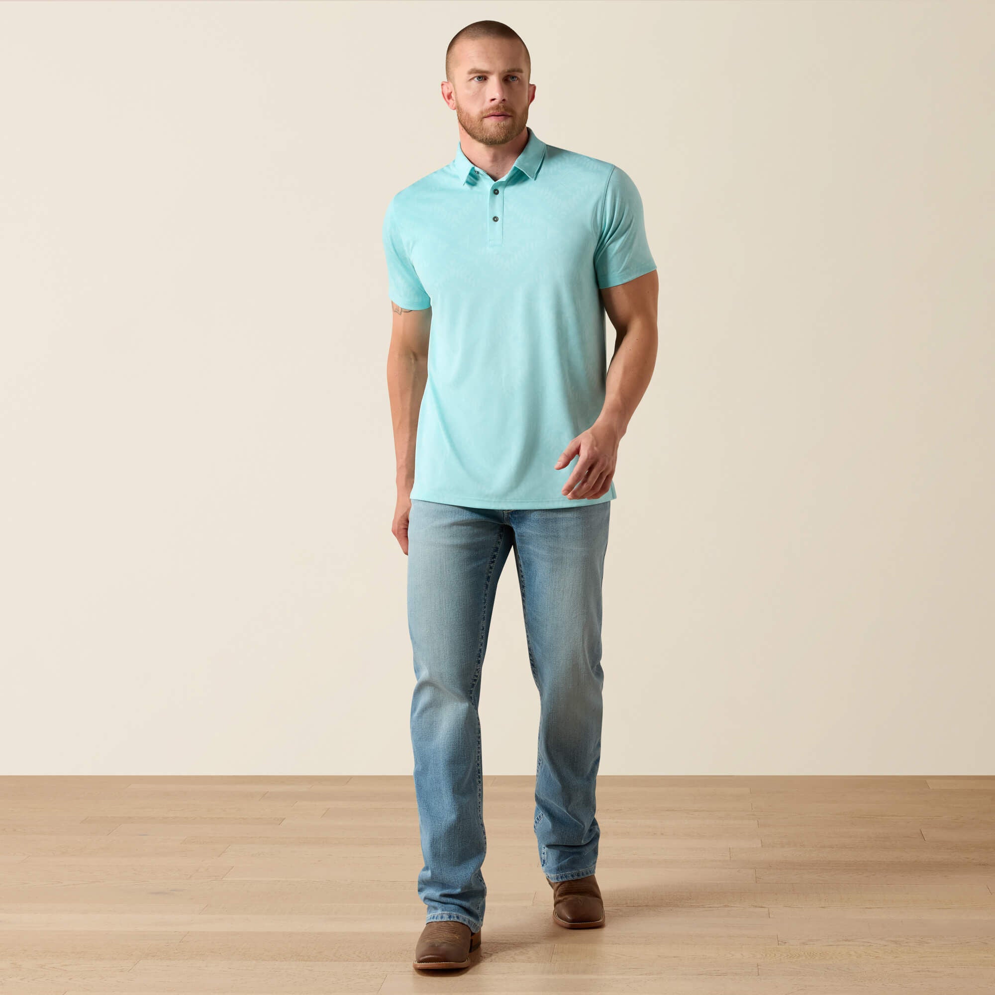 Jacquard Printed Fitted Polo-Ariat