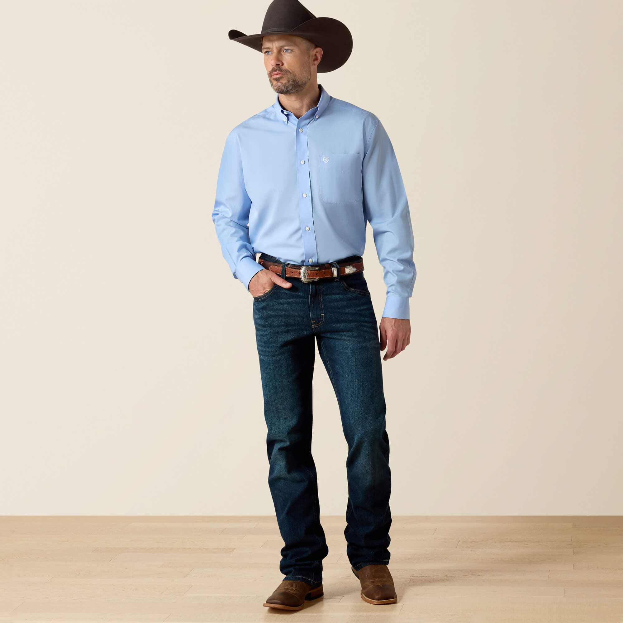 Wrinkle Free Solid Classic Fit Shirt-Ariat