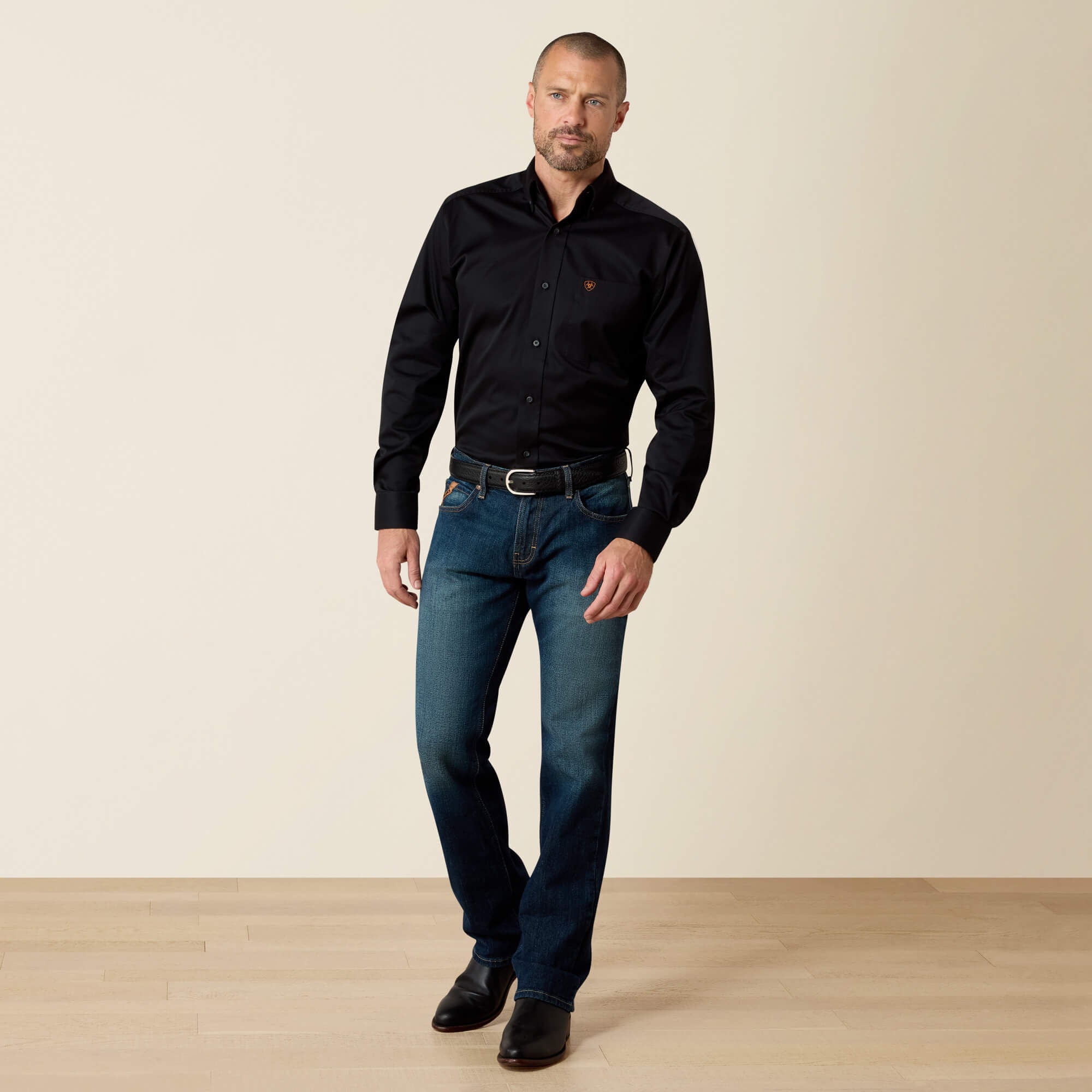 Solid Twill Fitted Shirt-Ariat
