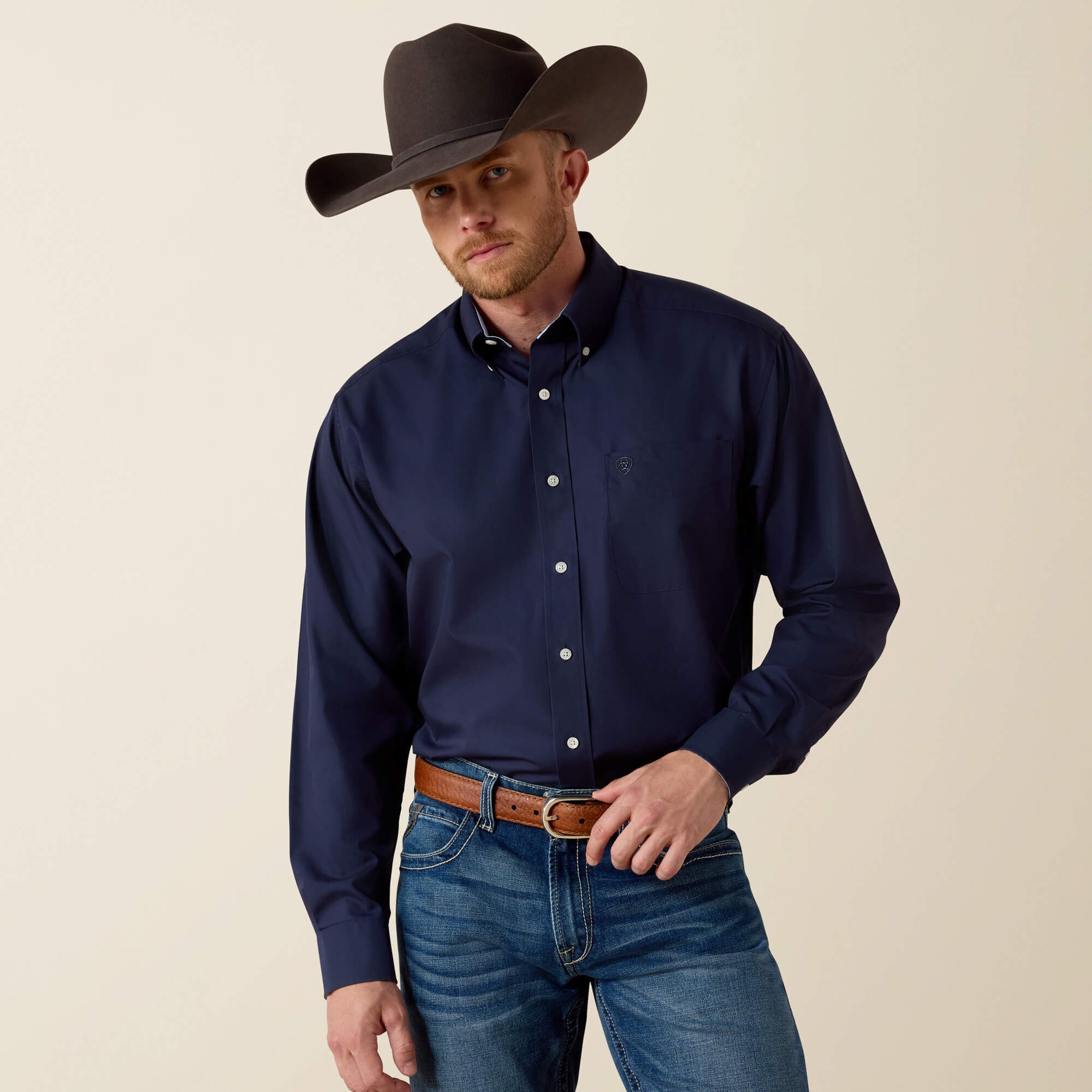 Wrinkle Free Solid Classic Fit Shirt-Ariat