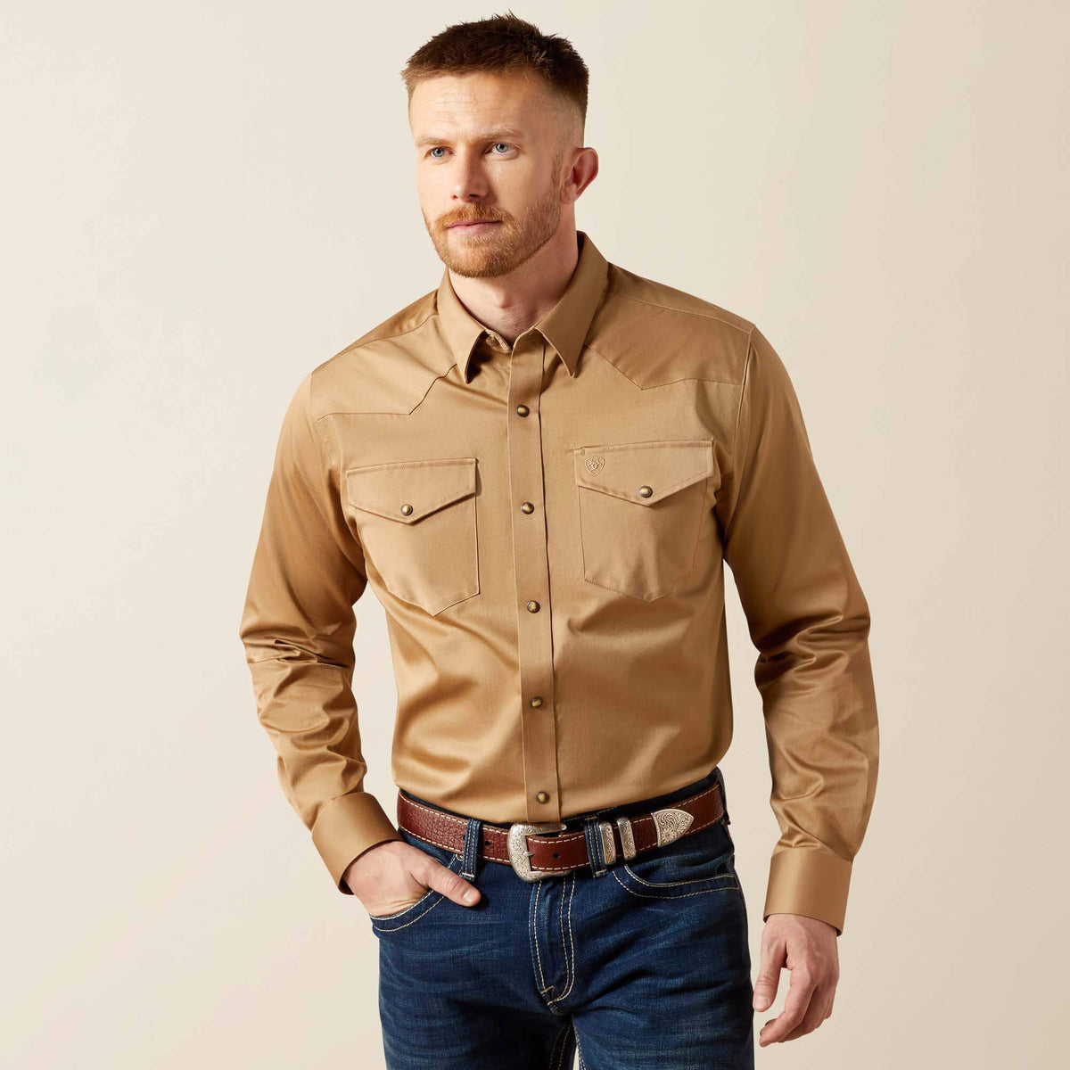 Solid Twill Fitted Shirt-Ariat