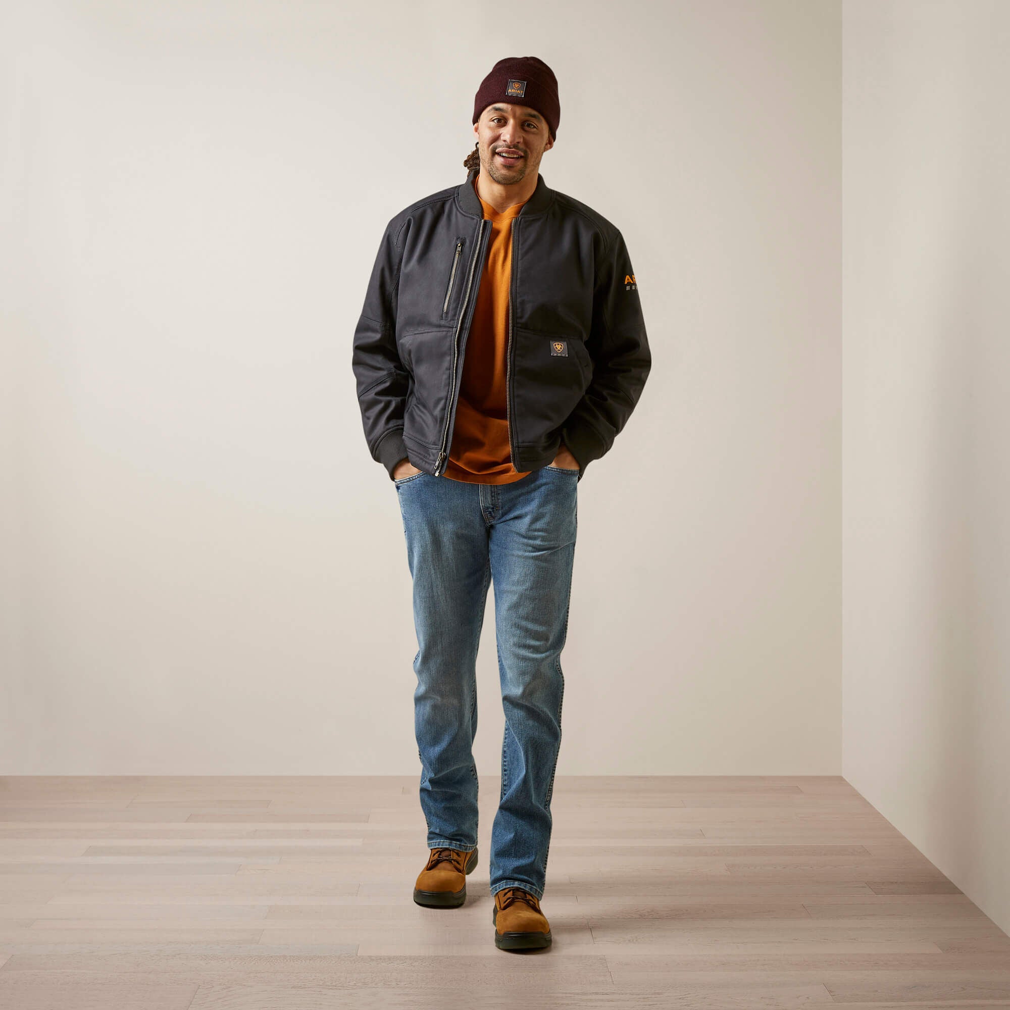 Rebar Stretch Canvas Bomber Jacket-Ariat