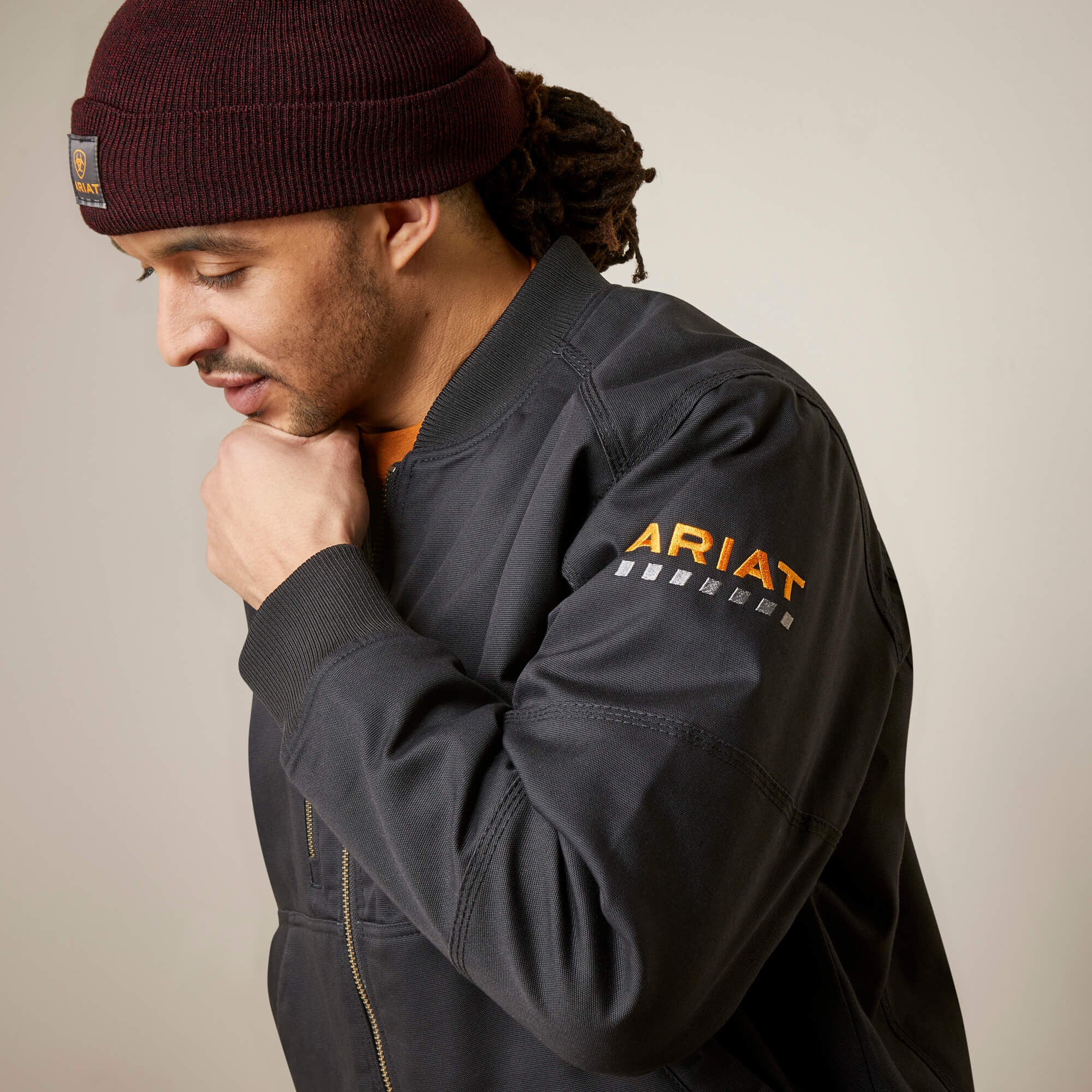 Rebar Stretch Canvas Bomber Jacket-Ariat