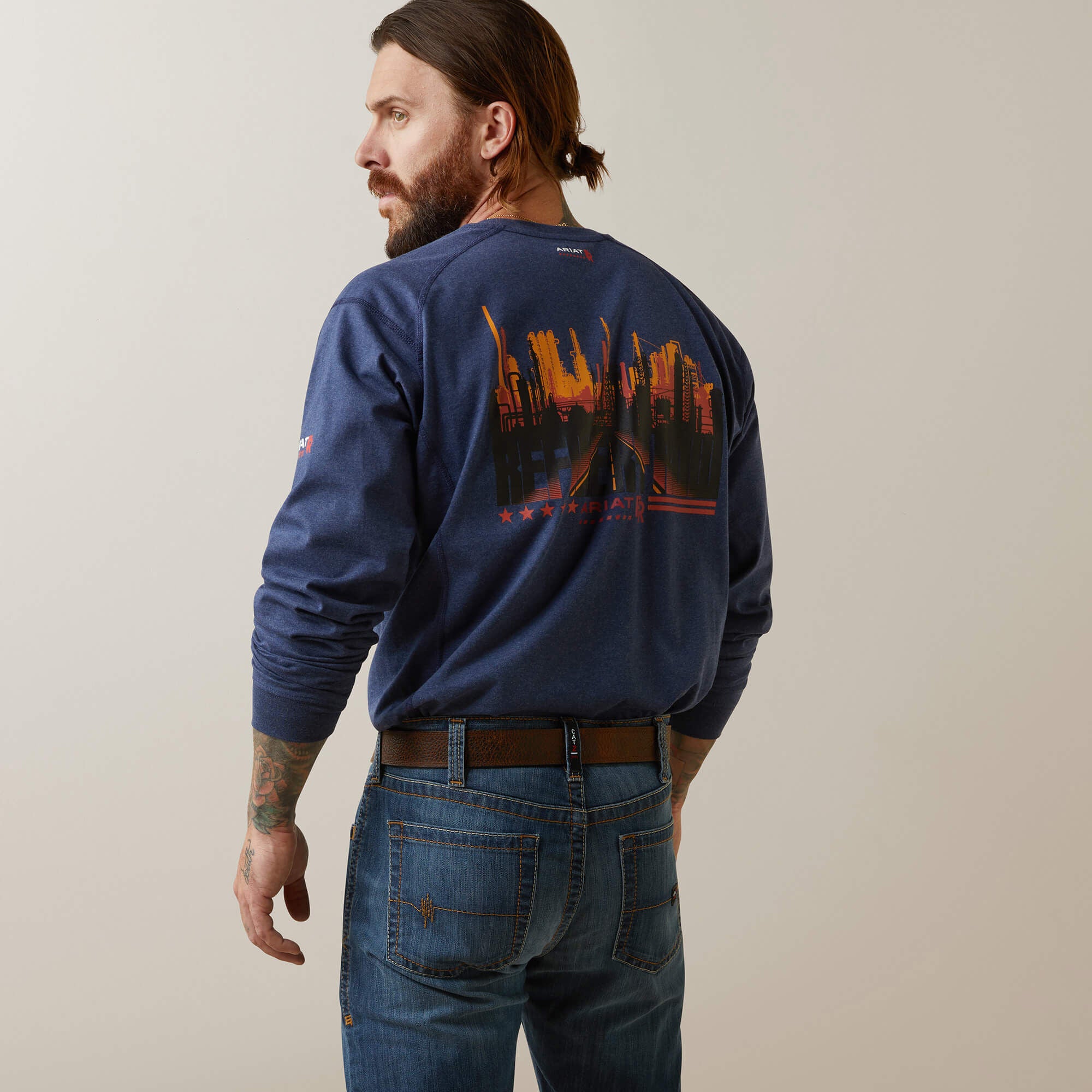 FR Air Refinery Row Graphic Henley Top-Ariat