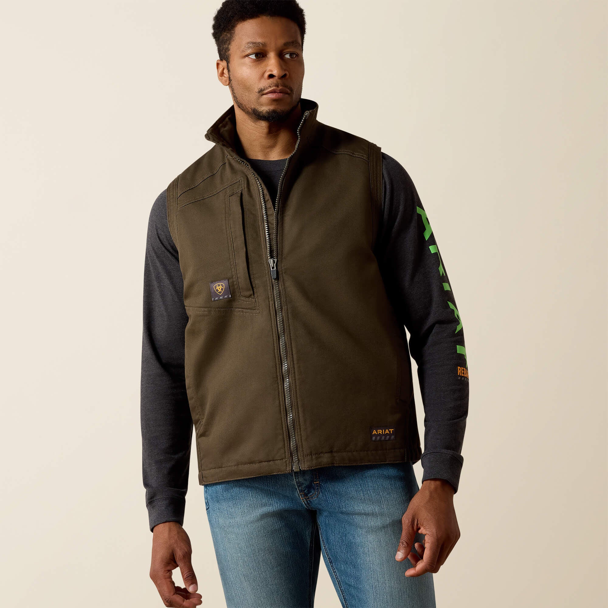 Rebar Washed DuraCanvas Insulated Vest-Ariat