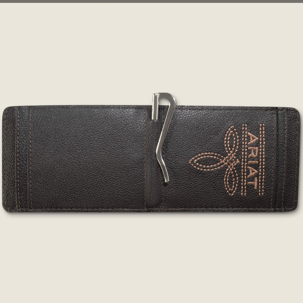 Ariat Logo Print Money Clip Wallet-Ariat