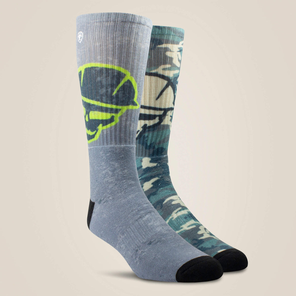 Roughneck Graphic Crew Work Sock 2 Pair Multi Color Pack-Ariat