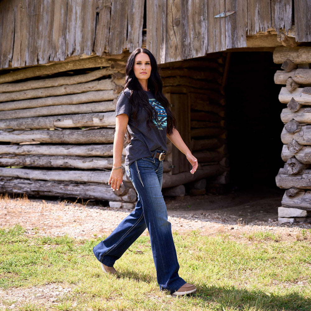 Trouser Mid Rise Stretch Entwined Wide Leg Jean-Ariat