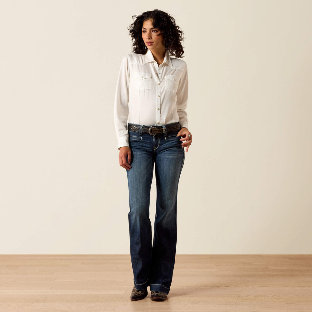 Trouser Mid Rise Stretch Entwined Wide Leg Jean-Ariat