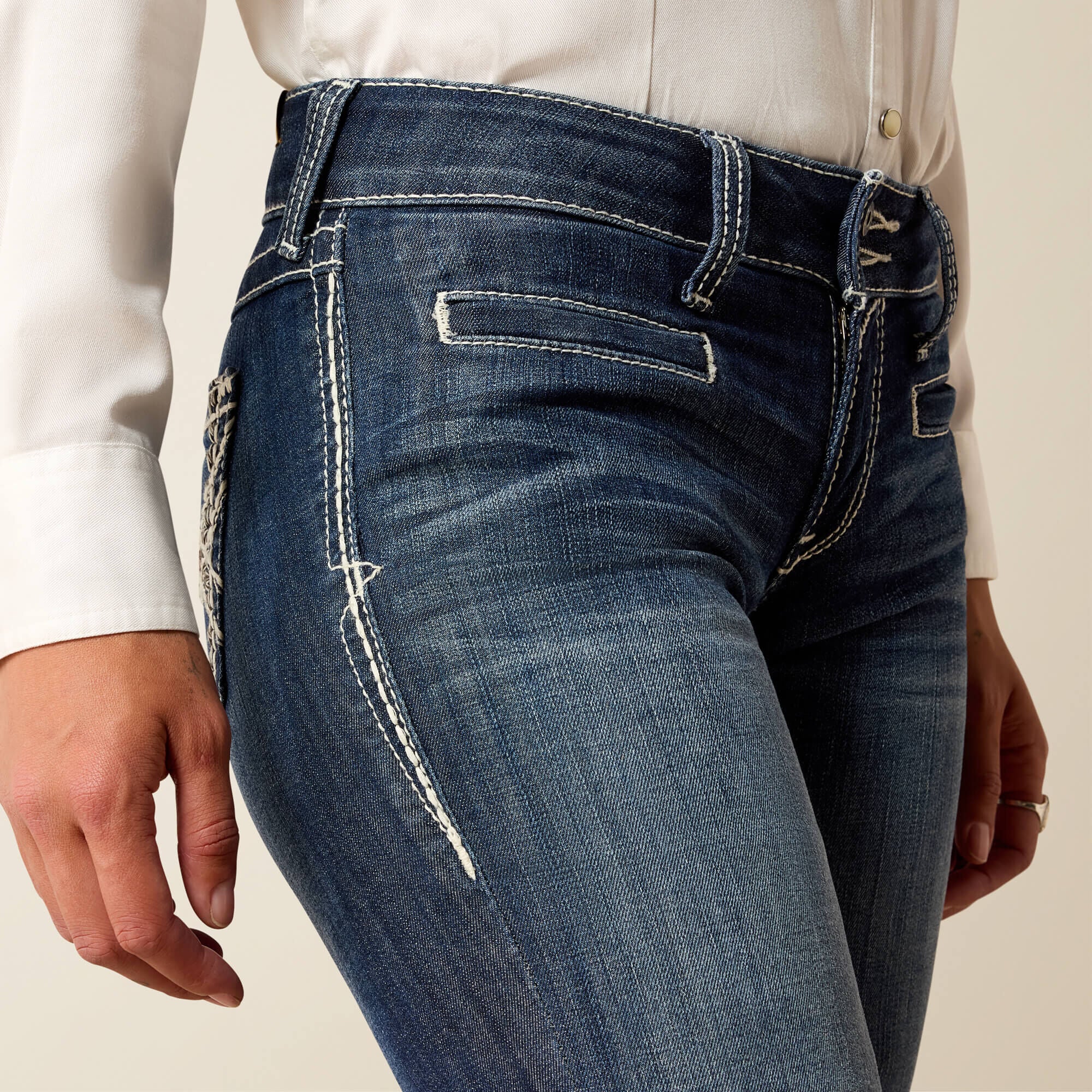 Trouser Mid Rise Stretch Entwined Wide Leg Jean-Ariat