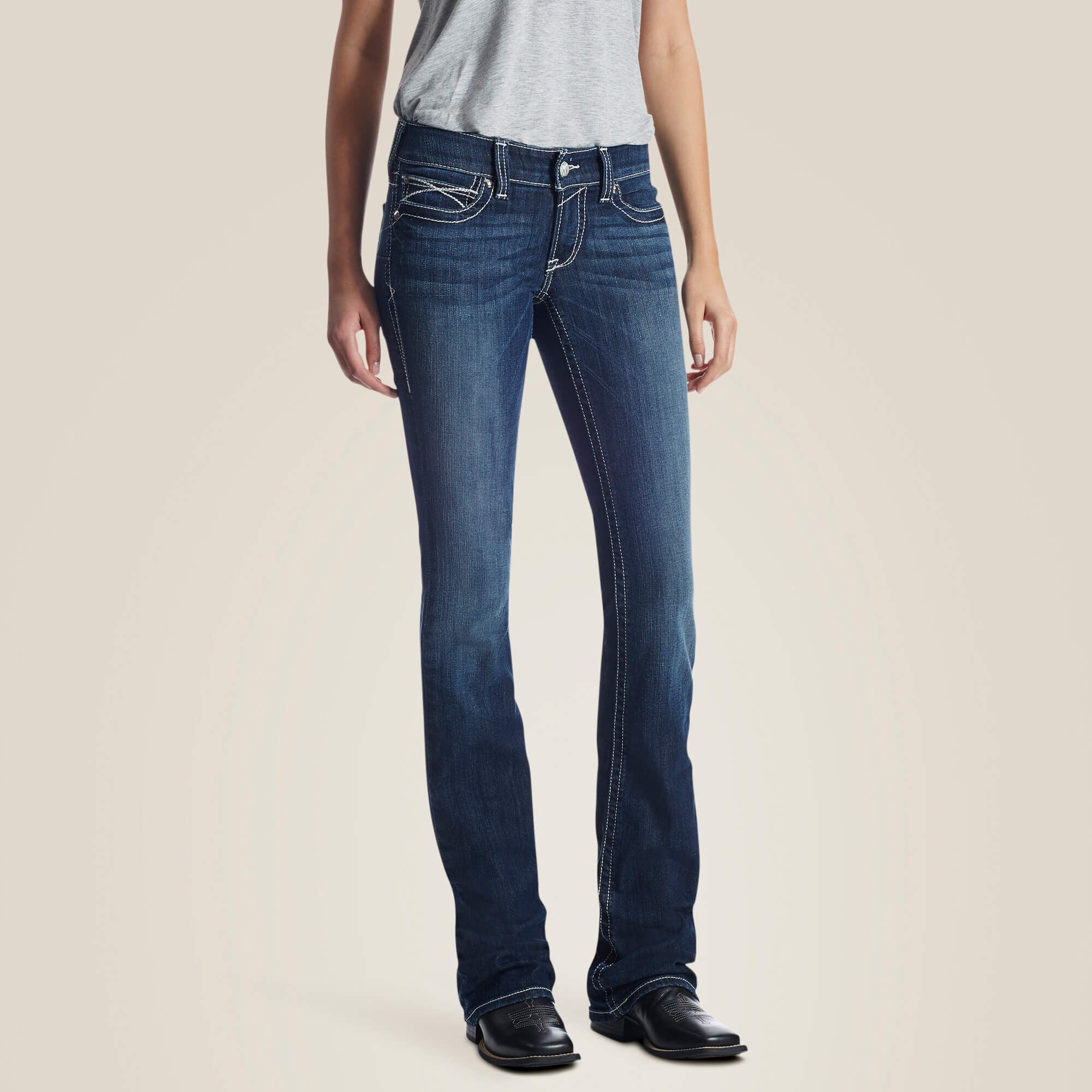 R.E.A.L. Low Rise Stretch Rosy Whipstitch Boot Cut Jean-Ariat