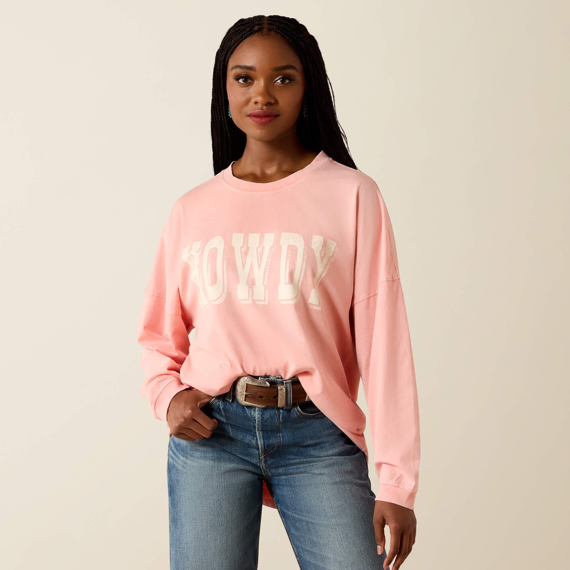 Canvas Oversized Long Sleeve T-Shirt-Ariat