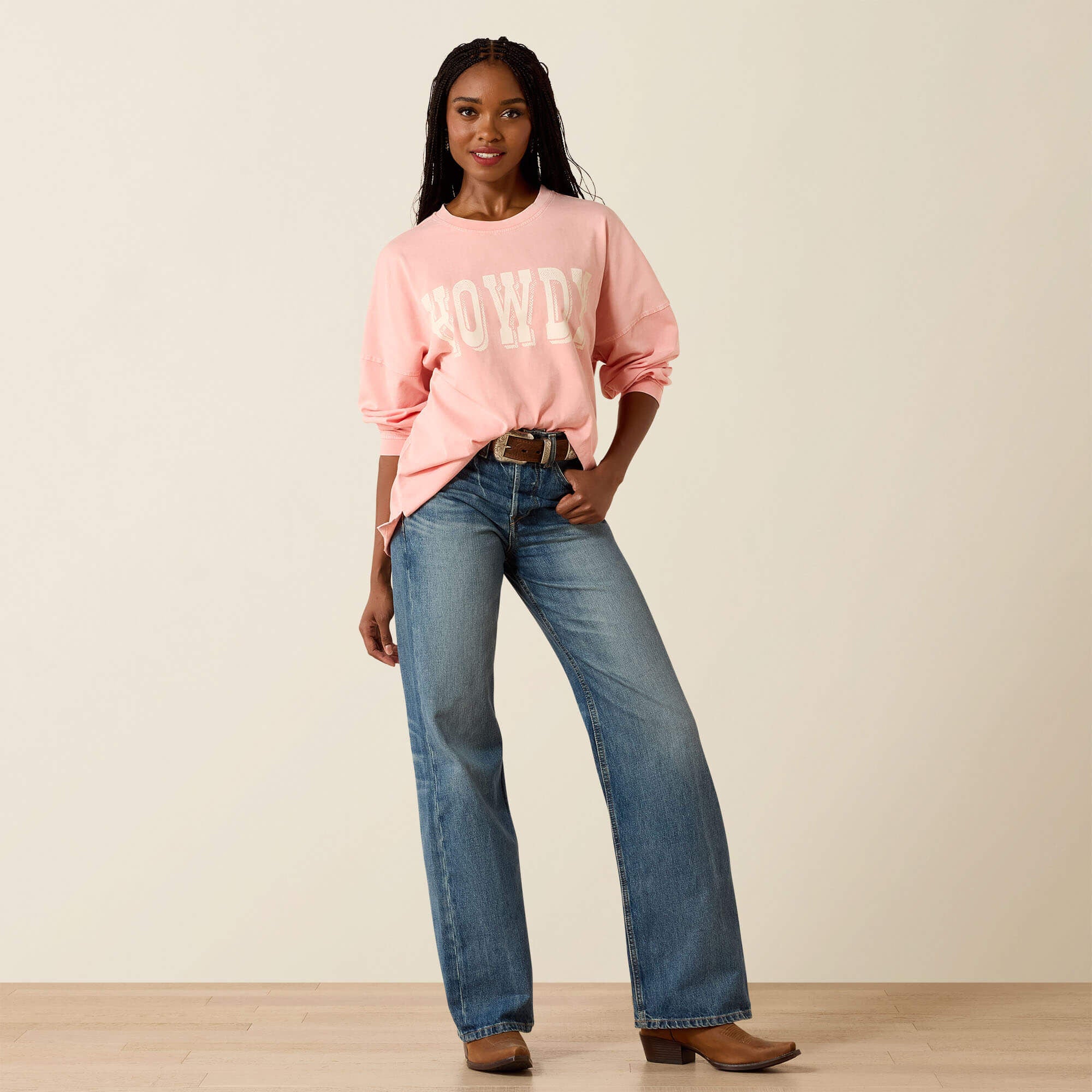 Canvas Oversized Long Sleeve T-Shirt-Ariat