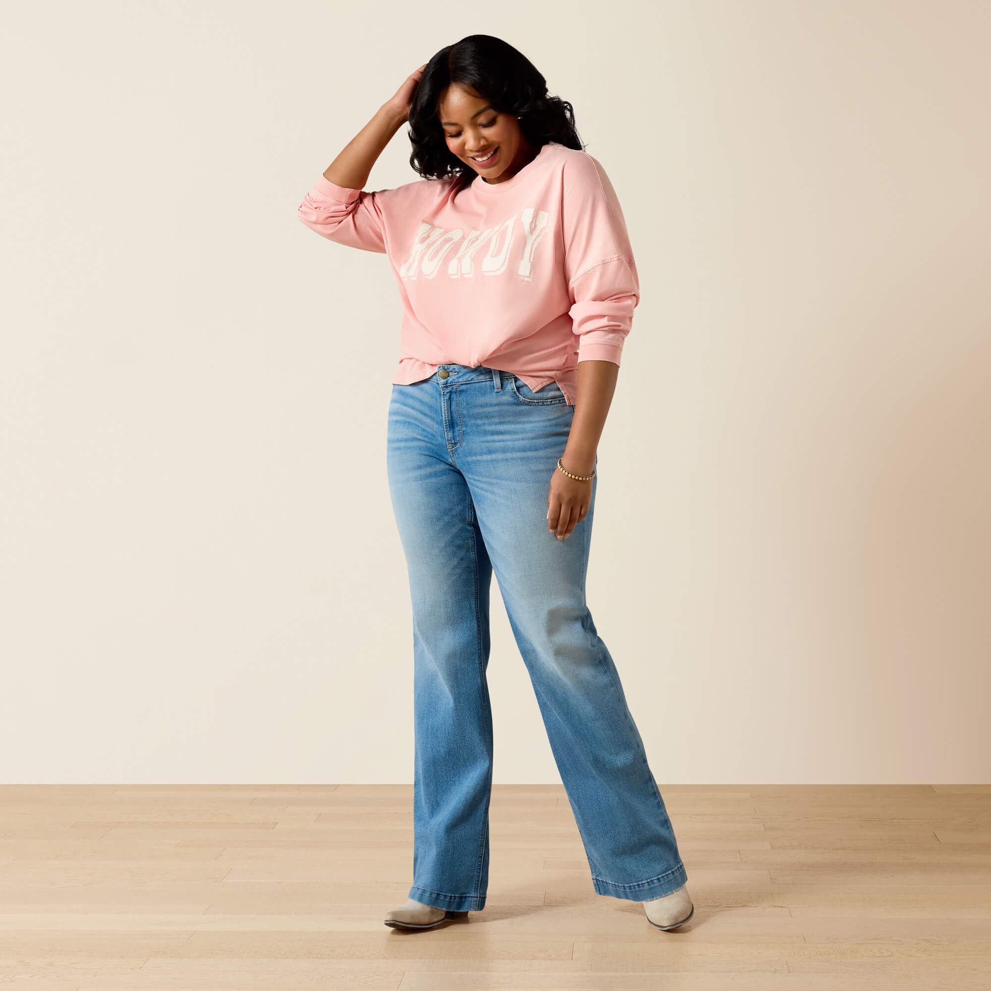Canvas Oversized Long Sleeve T-Shirt-Ariat