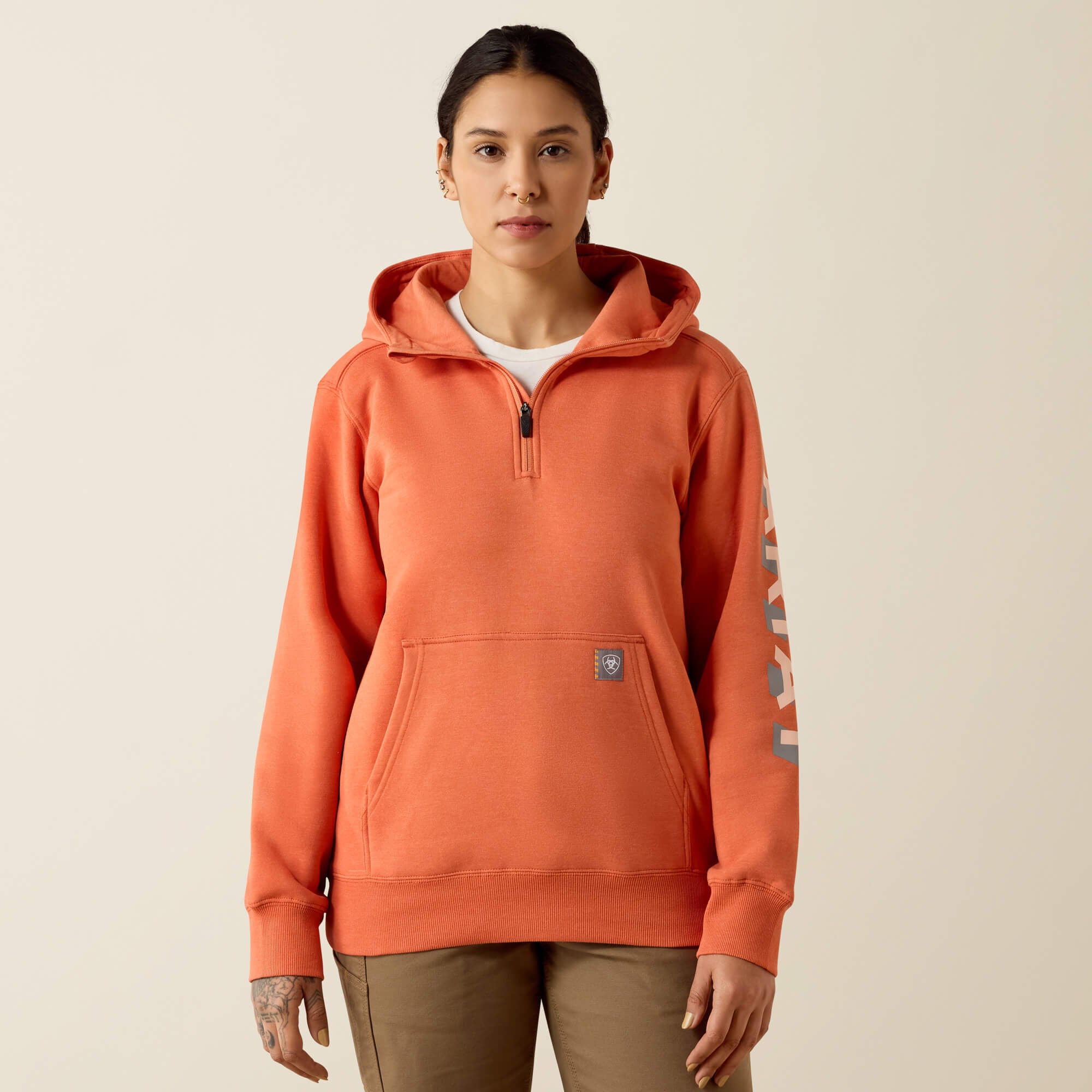 Rebar Lightweight Logo 1/2 Zip Hoodie-Ariat