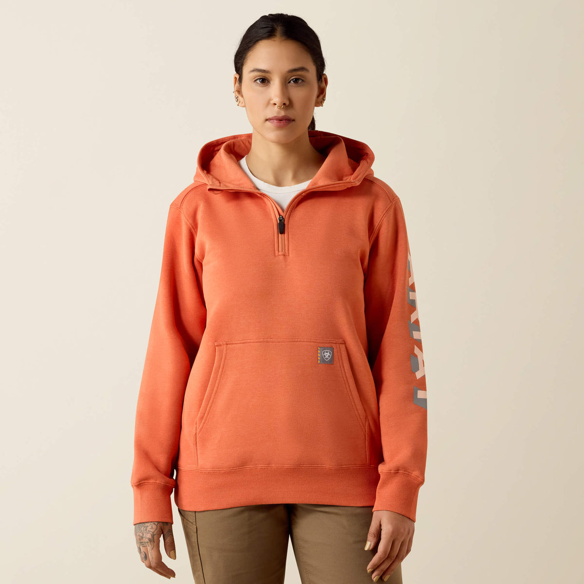 Rebar Lightweight Logo 1/2 Zip Hoodie-Ariat