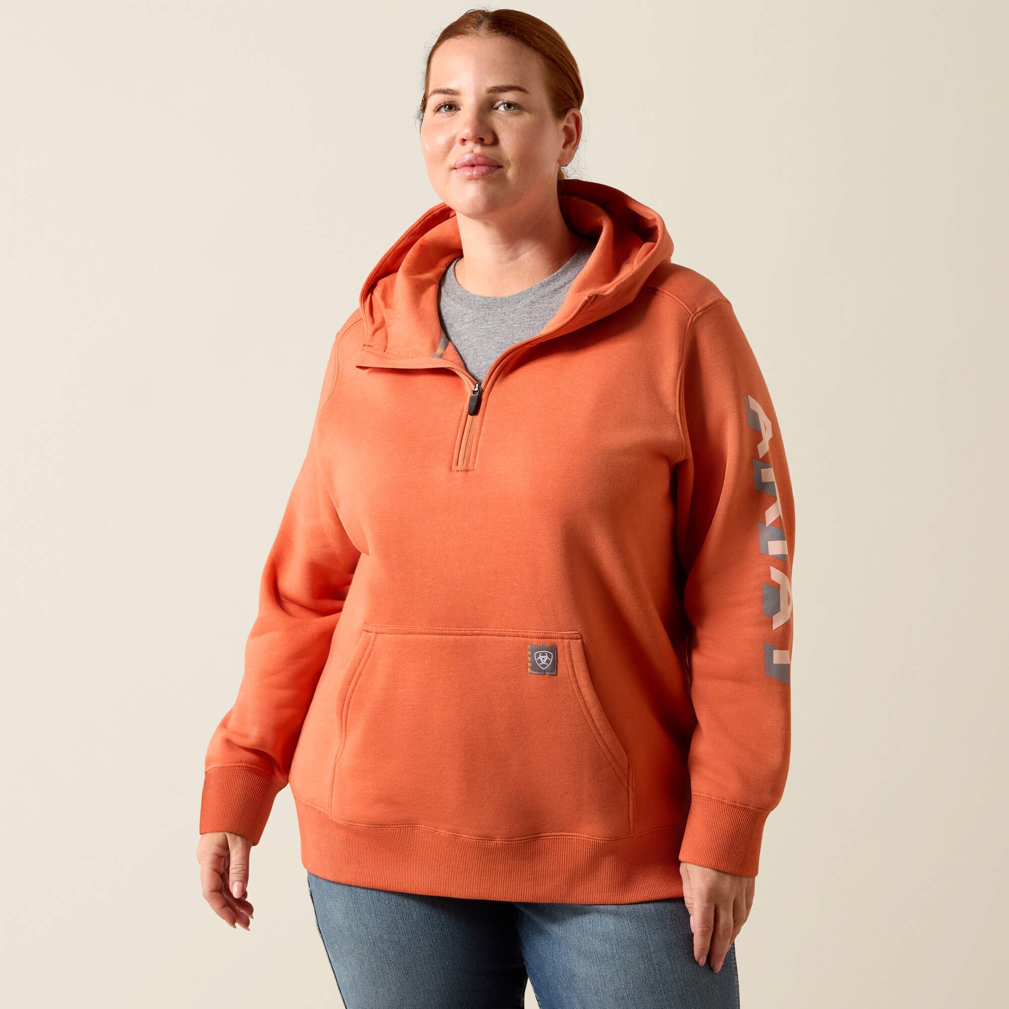 Rebar Lightweight Logo 1/2 Zip Hoodie-Ariat