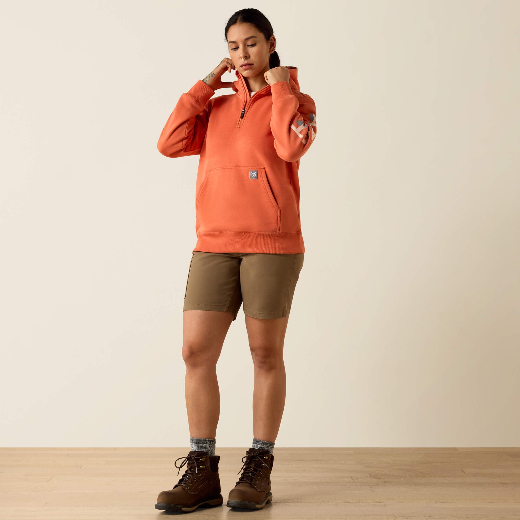 Rebar Lightweight Logo 1/2 Zip Hoodie-Ariat