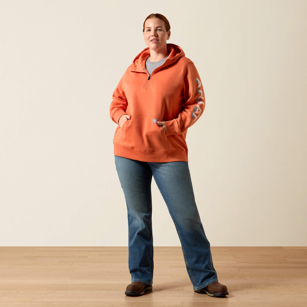Rebar Lightweight Logo 1/2 Zip Hoodie-Ariat