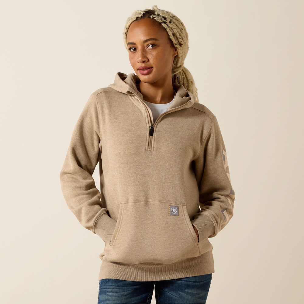 Rebar Lightweight Logo 1/2 Zip Hoodie-Ariat