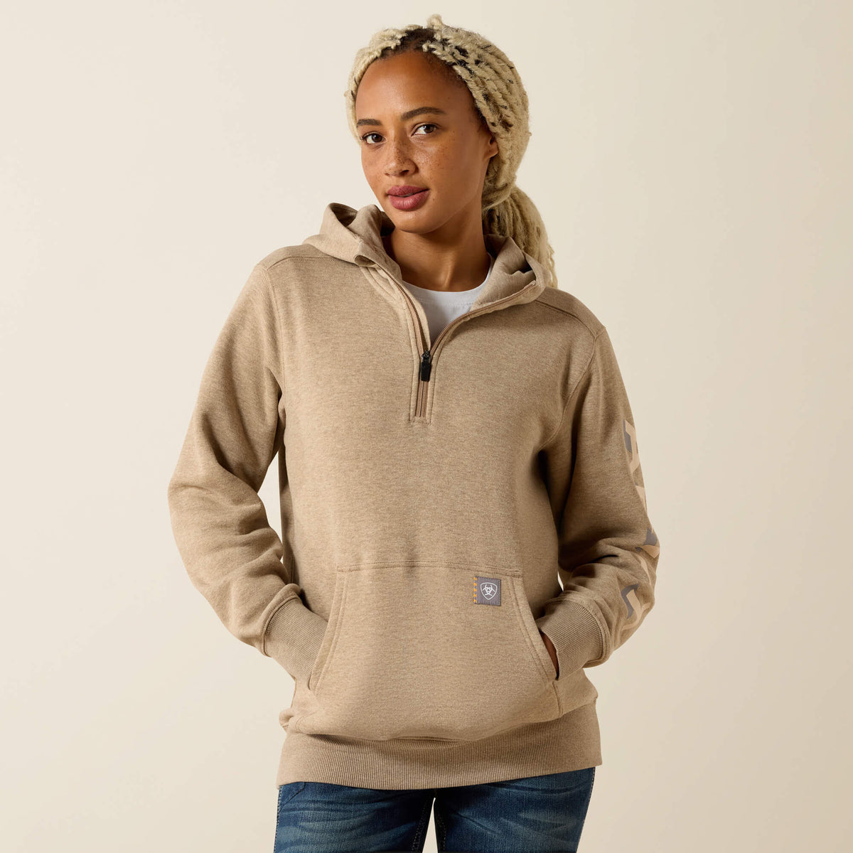 Rebar Lightweight Logo 1/2 Zip Hoodie-Ariat