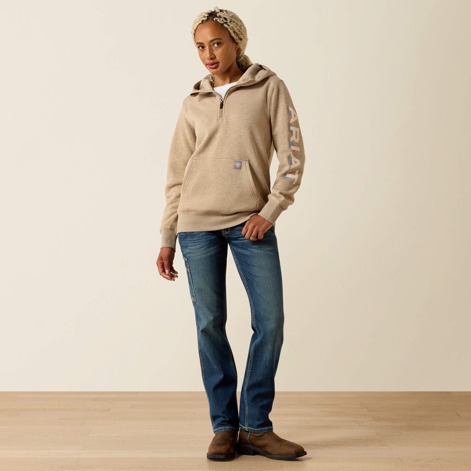 Rebar Lightweight Logo 1/2 Zip Hoodie-Ariat