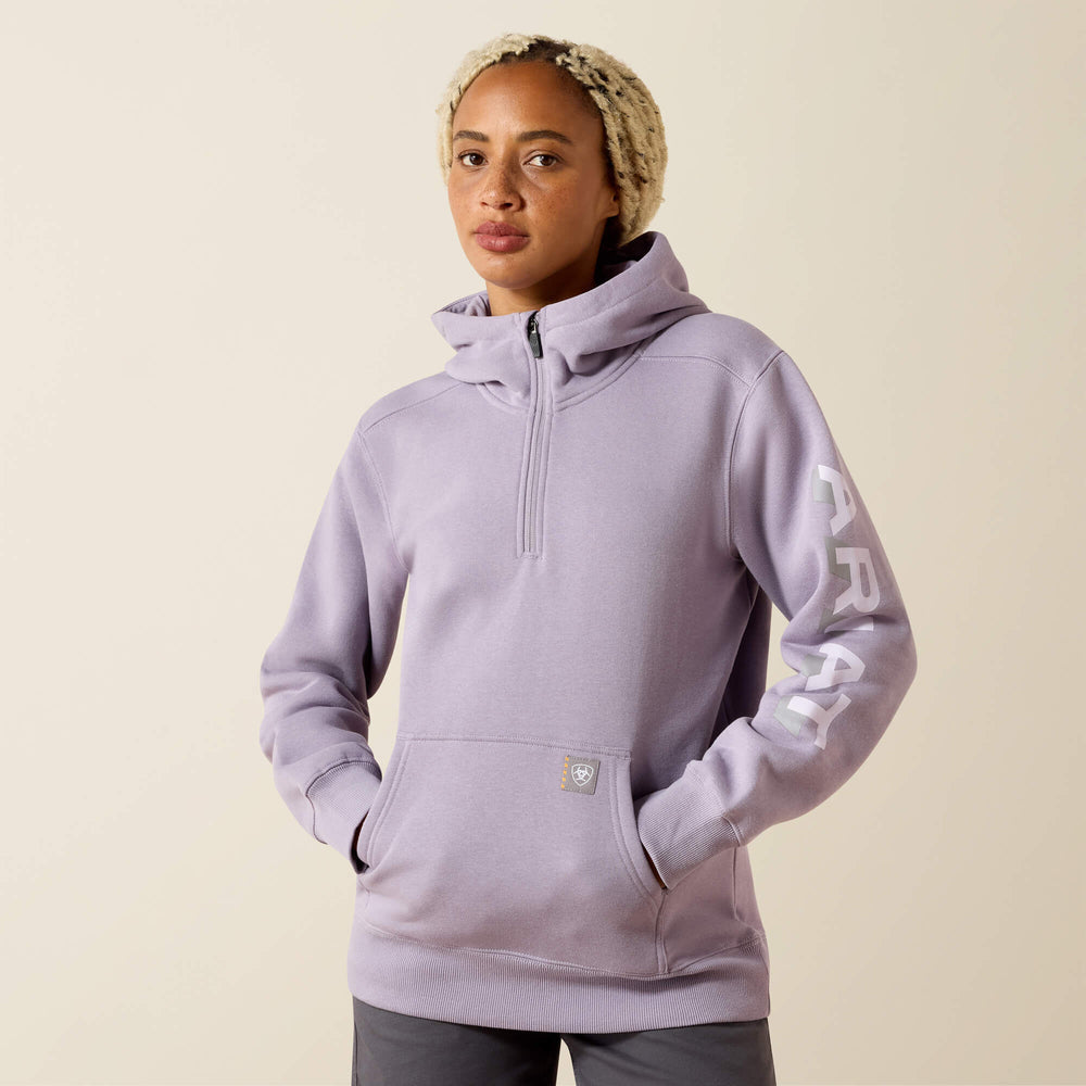 Rebar Lightweight Logo 1/2 Zip Hoodie-Ariat
