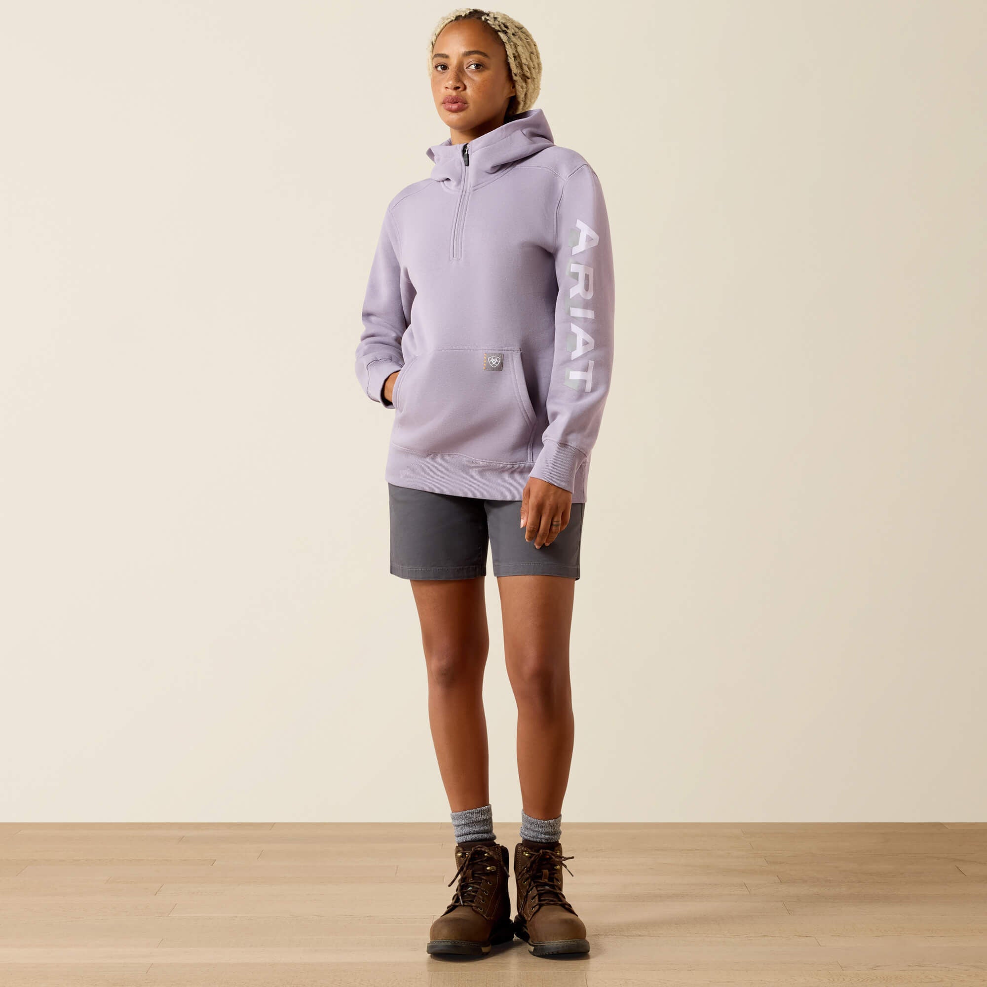 Rebar Lightweight Logo 1/2 Zip Hoodie-Ariat