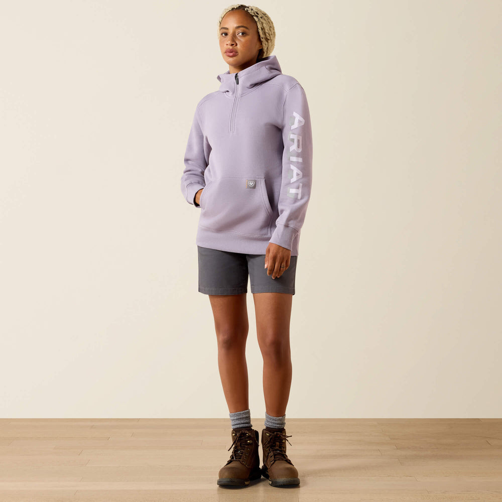 Rebar Lightweight Logo 1/2 Zip Hoodie-Ariat