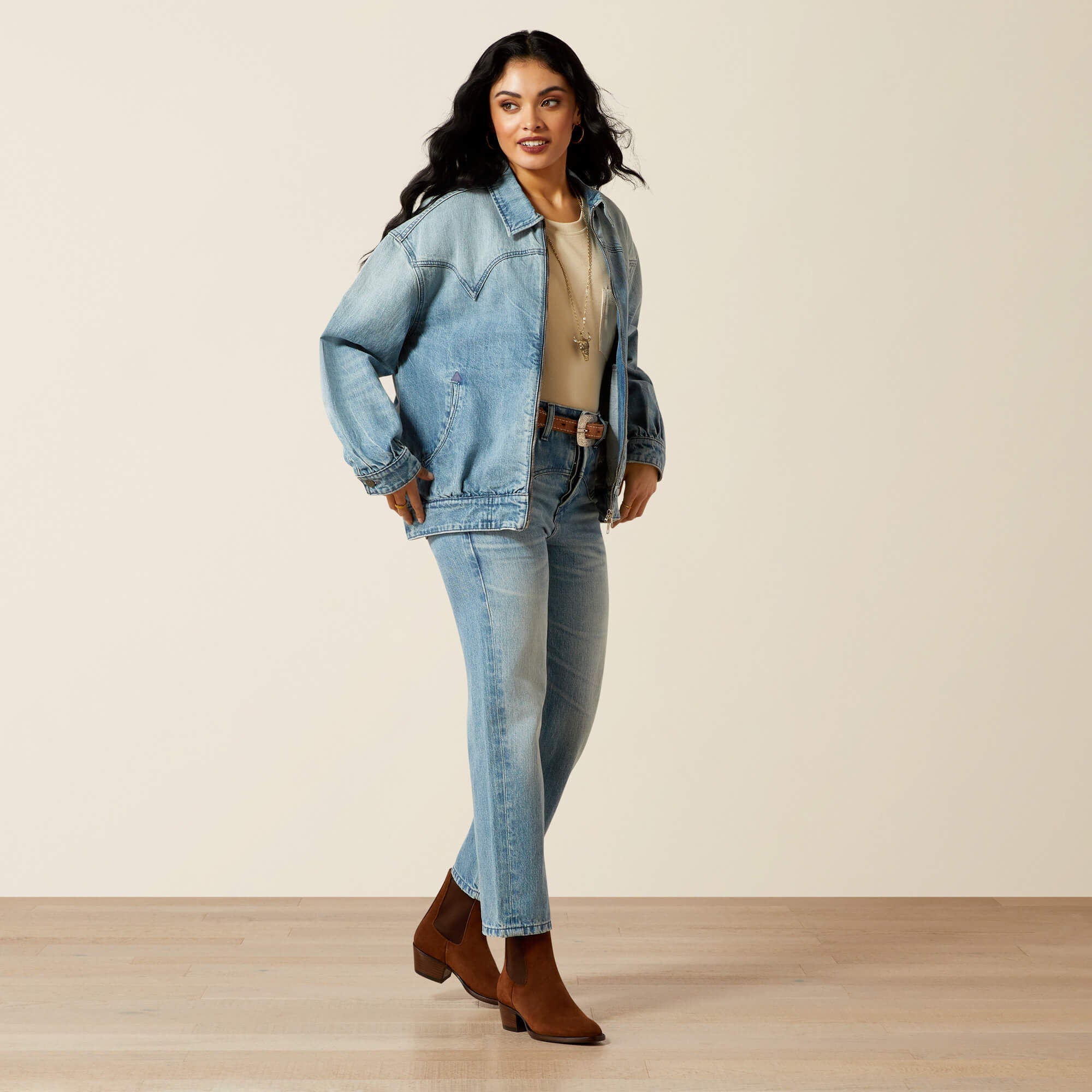Cheyenne Denim Bomber Jacket-Ariat