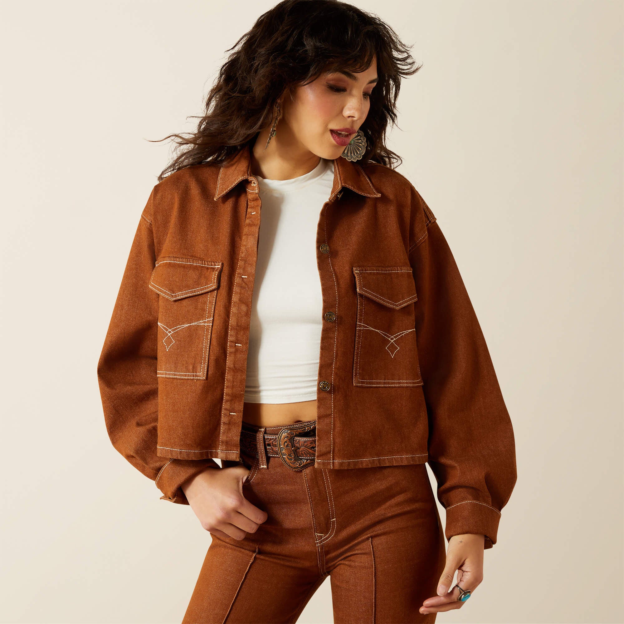 Boxy Cropped Denim Jacket-Ariat