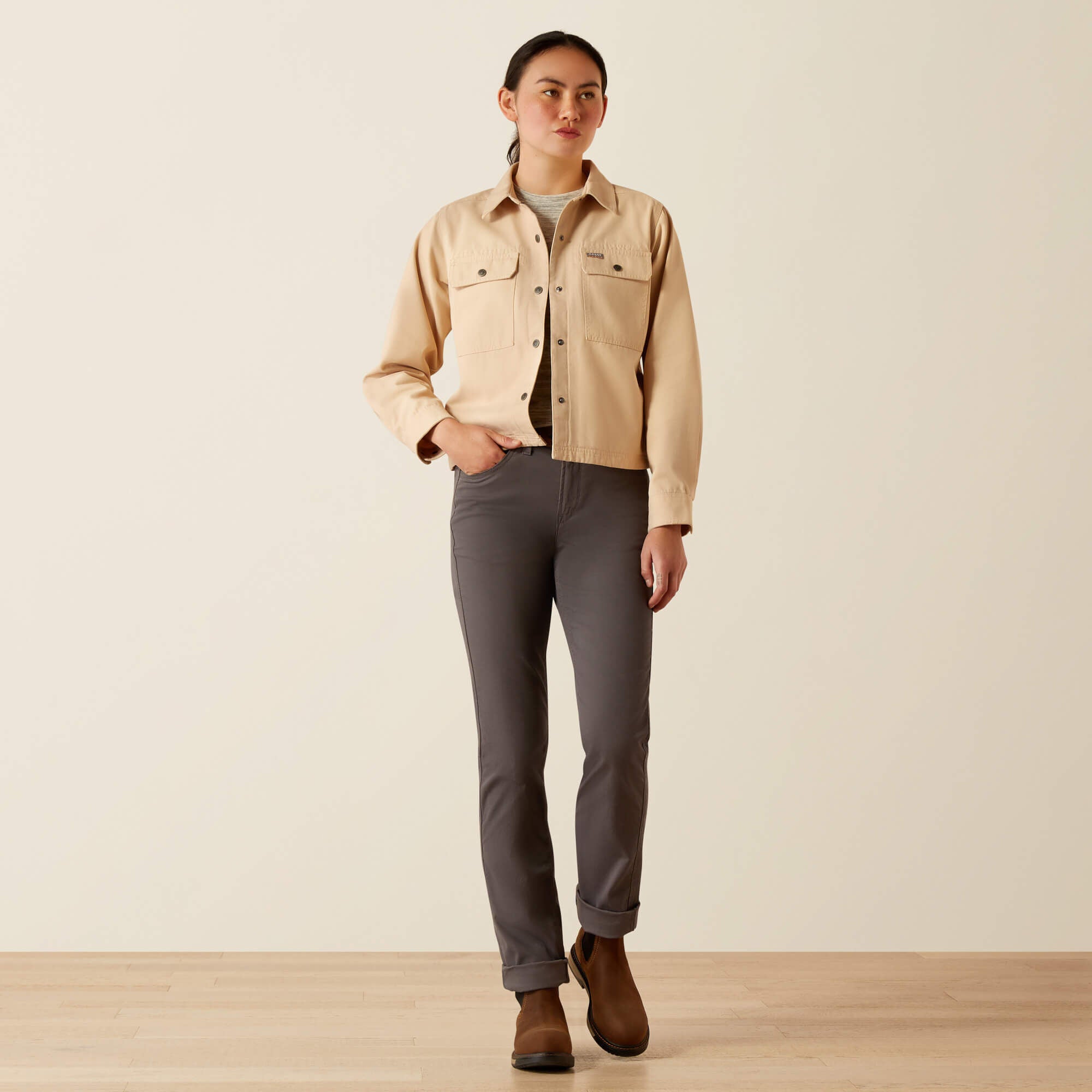 Rebar Cropped Woven Shirt Jacket-Ariat