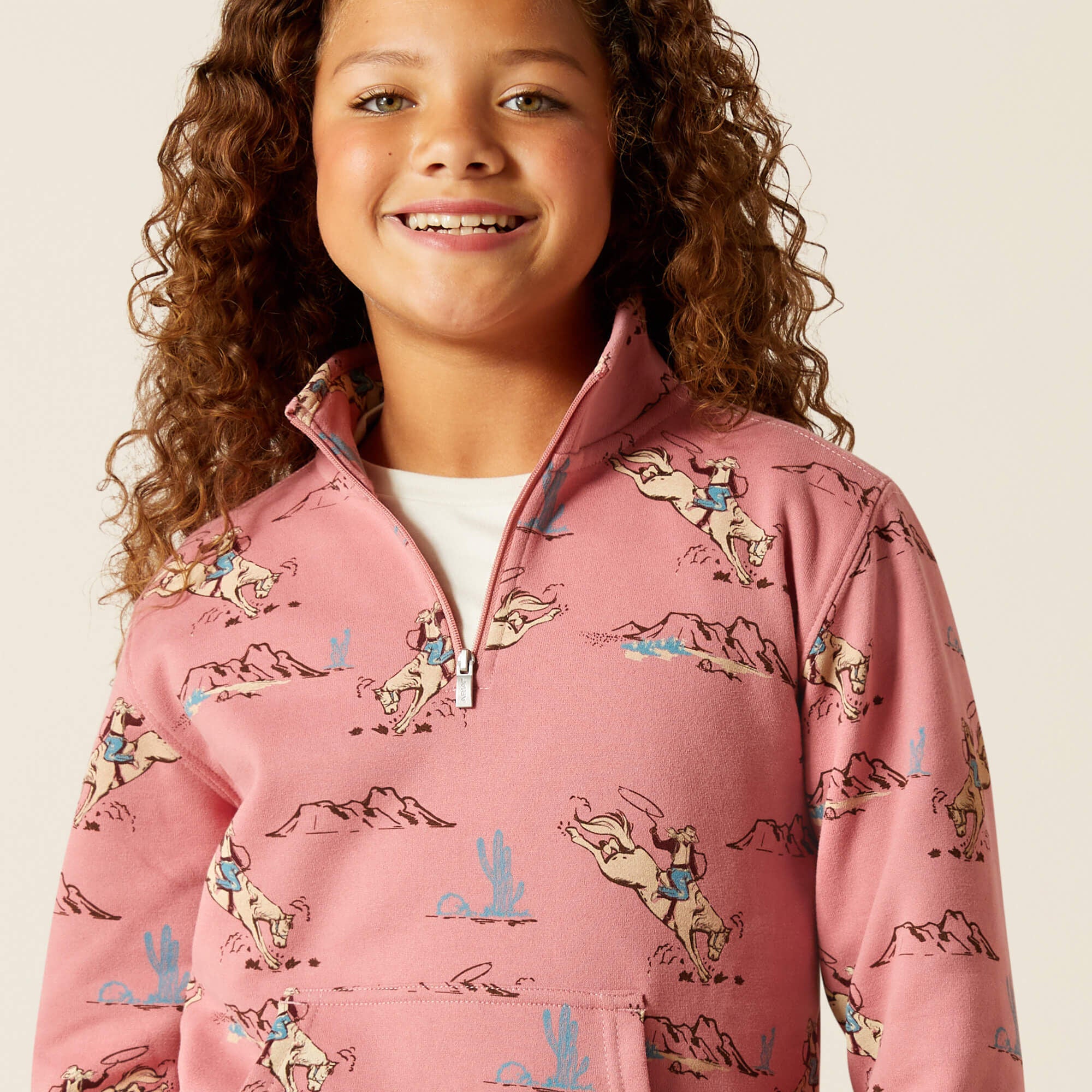 Bronc Scene 1/4 Zip Sweatshirt-Ariat